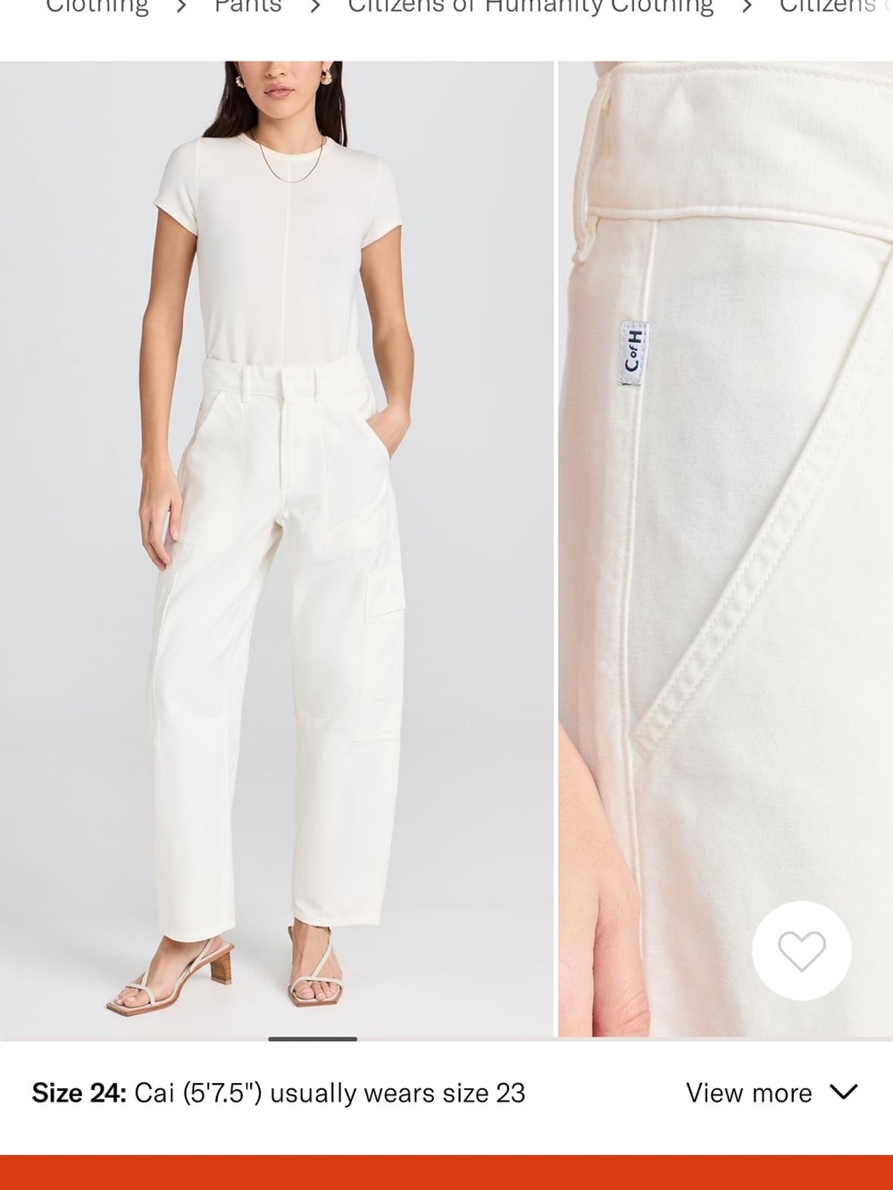 Citizens of Humanity Pashmina Marcelle Cargo Pants - Off-White 28